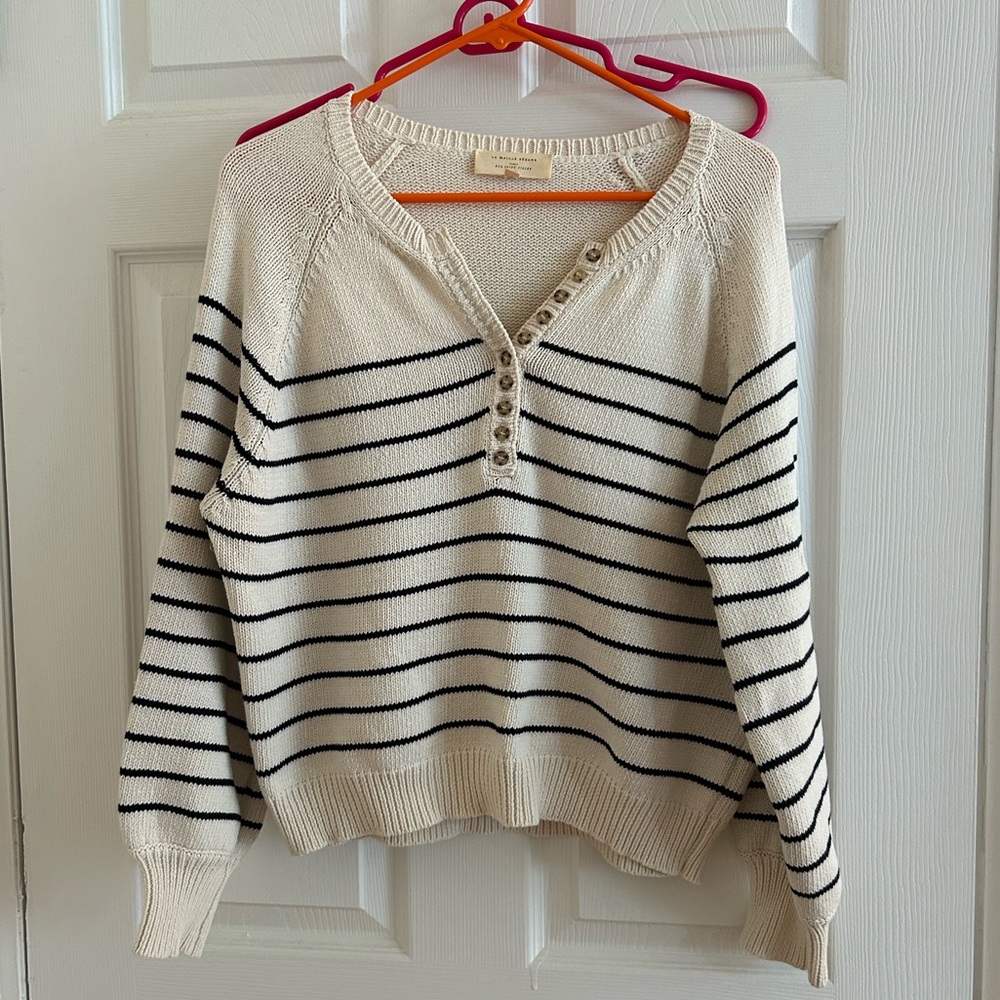 Sezane Leontine Jumper (ecru/navy)